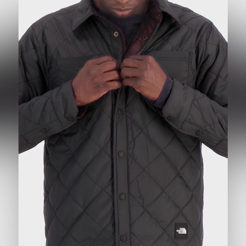The north face Fort Point Insulated Flannel Jacket Men's reversible black plaid - Picture 3 of 12